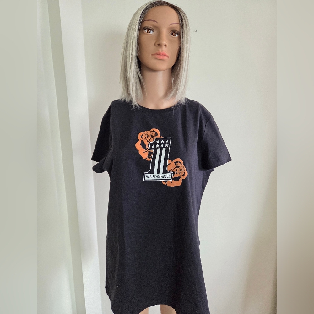 Harley-Davidson Orange and White Graphic T-Shirt Size XL